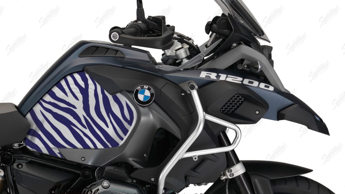 BMW R1200GS LC Adventure Ocean Blue Zebra Side Tank