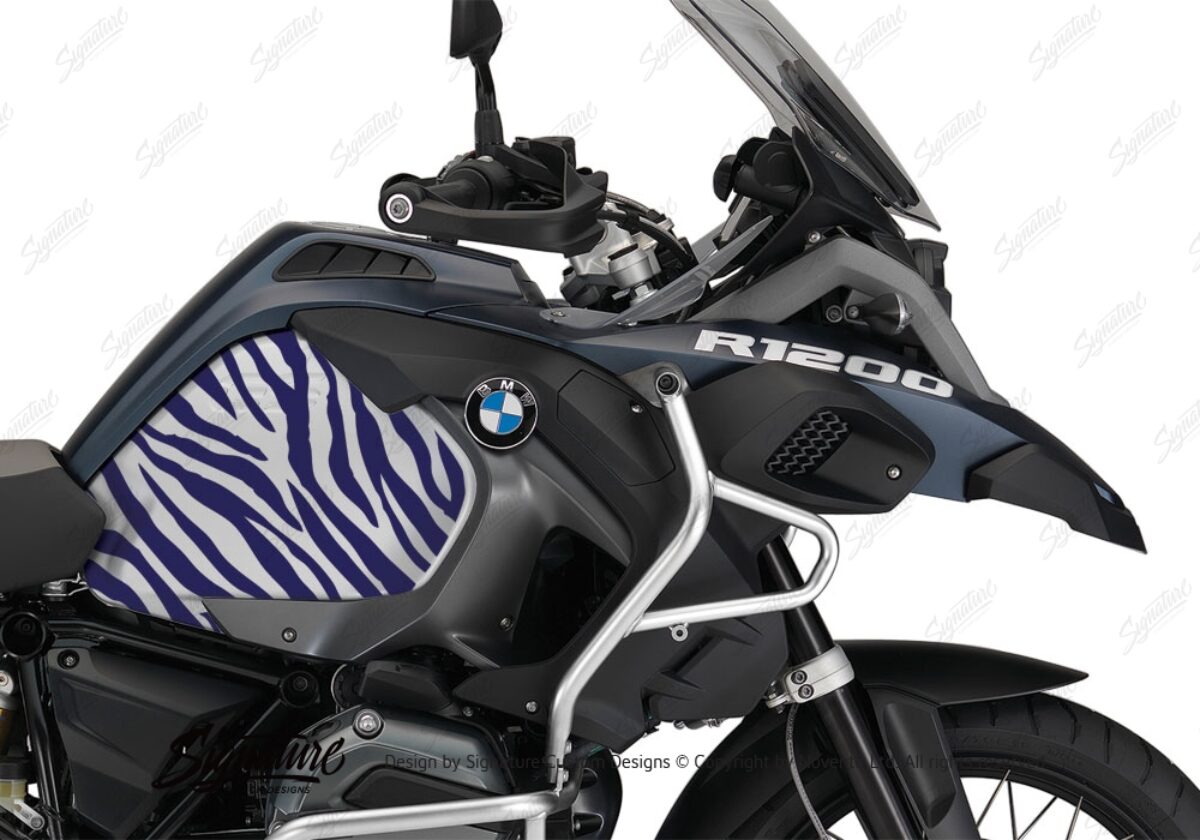 BMW R1200GS LC Adventure Ocean Blue Zebra Side Tank