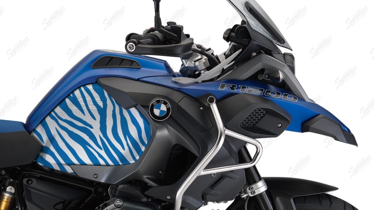 BMW R1200GS LC Adventure Racing Blue Zebra Side Tank