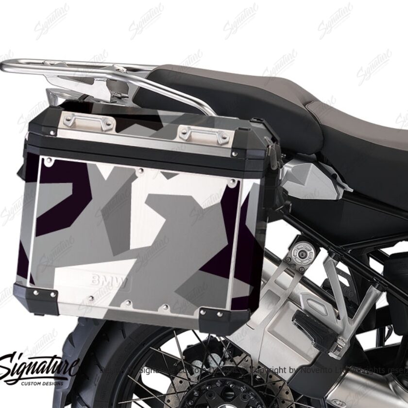 BMW Aluminum Panniers M90 Full wrap Grey Camo Stickers Kit Signature Custom Designs