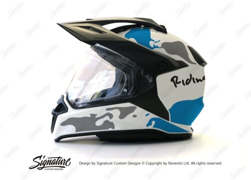 HEL 2635 BMW Enduro 2015 Helmet White The Globe Blue Grey Stickers Kit 01 1