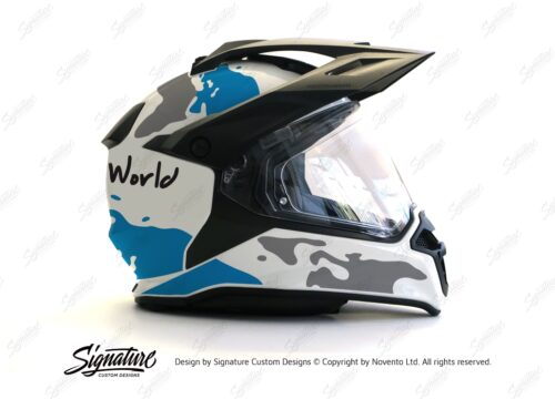 HEL 2635 BMW Enduro 2015 Helmet White The Globe Blue Grey Stickers Kit 02 1