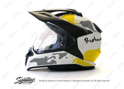 HEL 2636 BMW Enduro 2015 Helmet White The Globe Yellow Grey Stickers Kit 01 1