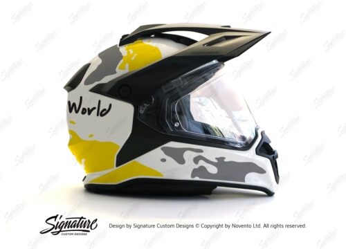 HEL 2636 BMW Enduro 2015 Helmet White The Globe Yellow Grey Stickers Kit 02 1