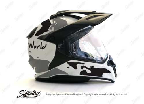 HEL 2637 BMW Enduro 2015 Helmet White The Globe Black Grey Stickers Kit 02 1