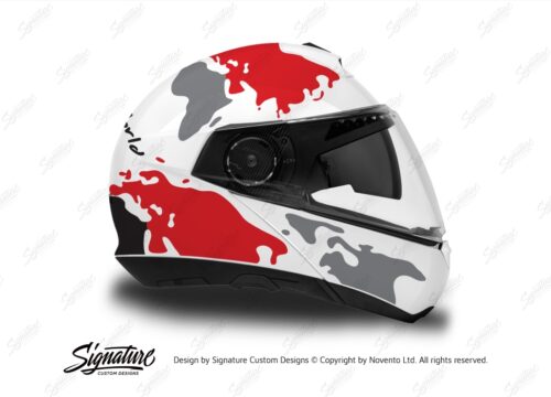 HEL 2580 Schuberth C4 White Helmet The Globe Series Red Black Grey Stickers Kit 02 1