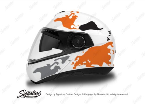 HEL 2840 Schuberth C4 White Helmet The Globe Series Orange Black Grey Stickers Kit 01 1