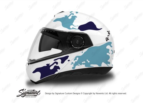 Schuberth C5 Helmet (Silver) The Globe Series Black Stickers - Signature  Custom Designs