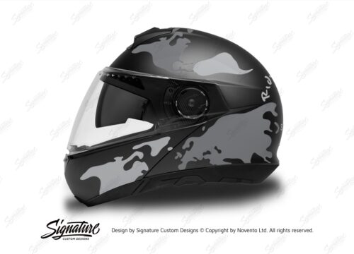 HEL 2872 Schuberth C4 Black Gloss Matte Helmet The Globe Series Grey Variations Stickers Kit 01 1