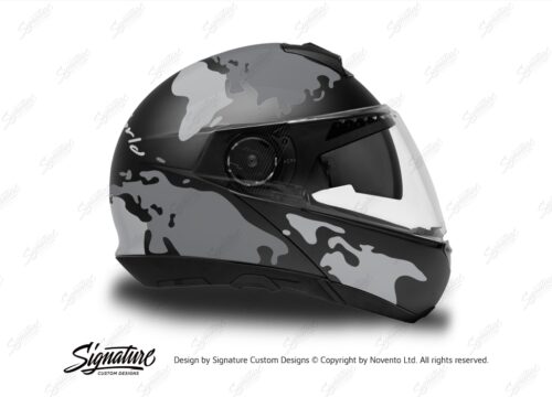 HEL 2872 Schuberth C4 Black Gloss Matte Helmet The Globe Series Grey Variations Stickers Kit 02 1