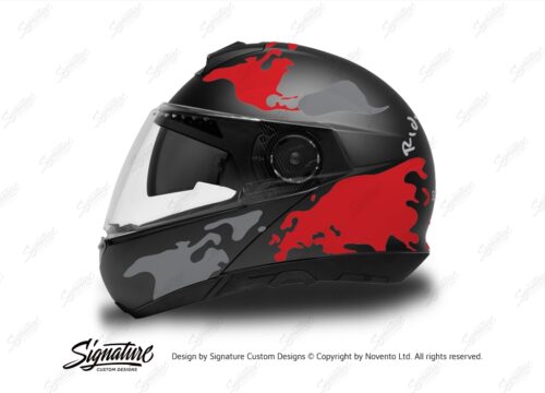 HEL 2873 Schuberth C4 Black Gloss Matte Helmet The Globe Series Red Grey Stickers Kit 01 1