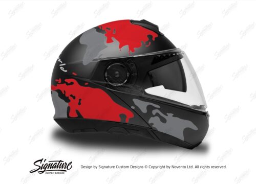 HEL 2873 Schuberth C4 Black Gloss Matte Helmet The Globe Series Red Grey Stickers Kit 02 1
