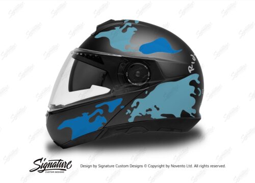 HEL 2874 Schuberth C4 Black Gloss Matte Helmet The Globe Series Blue Variations Stickers Kit 01 1