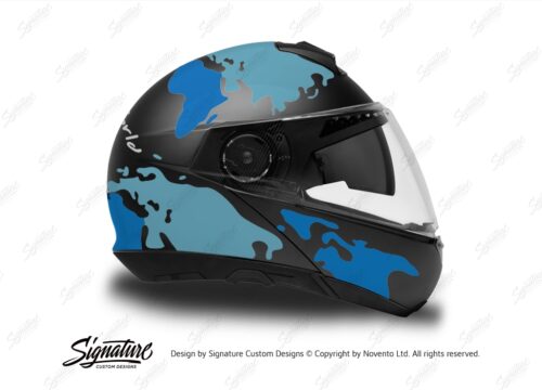 HEL 2874 Schuberth C4 Black Gloss Matte Helmet The Globe Series Blue Variations Stickers Kit 02 1