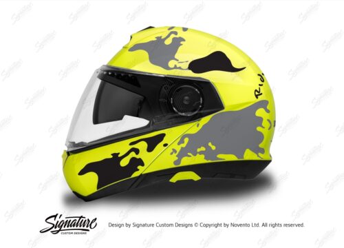 HEL 2877 Schuberth C4 Fluo Yellow Helmet The Globe Series Black Grey Stickers Kit 01 1