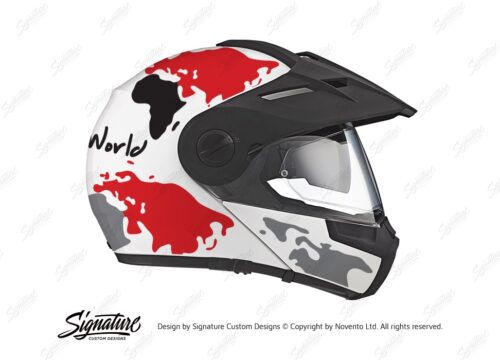 HEL 2992 Schuberth E1 White The Globe Series Red Grey Stickers Kit 02 1