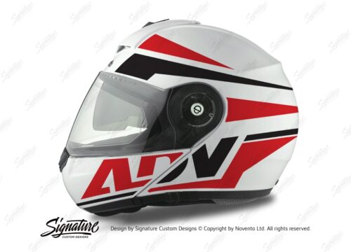 HEL 3074 Schuberth C3 Pro Helmet White Silver Vivo ADV Red Black Stickers Kit 01