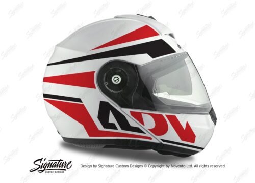 HEL 3074 Schuberth C3 Pro Helmet White Silver Vivo ADV Red Black Stickers Kit 02