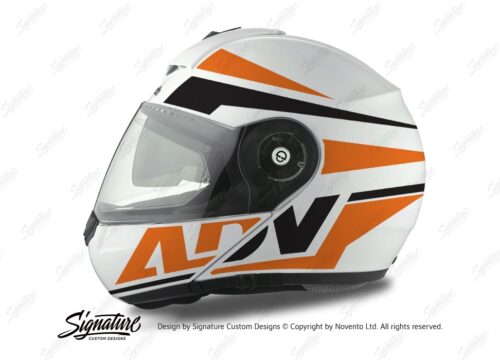 HEL 3075 Schuberth C3 Pro Helmet White Silver Vivo ADV Orange Black Stickers Kit 01
