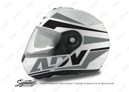 HEL 3076 Schuberth C3 Pro Helmet White Silver Vivo ADV Grey Black Stickers Kit 01