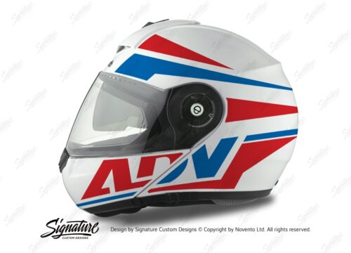 HEL 3077 Schuberth C3 Pro Helmet White Silver Vivo ADV Red Blue Stickers Kit 01