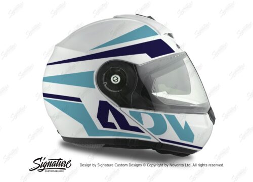 HEL 3078 Schuberth C3 Pro Helmet White Silver Vivo ADV Blue Variations Stickers Kit 02