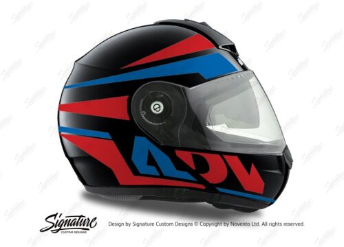 HEL 3080 Schuberth C3 Pro Helmet Black Anthracite Vivo ADV Red Blue Stickers Kit 02