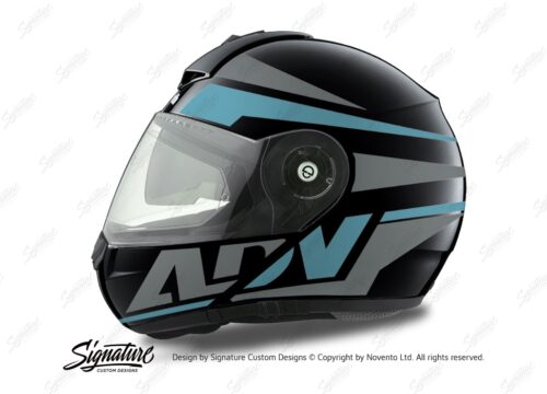 HEL 3081 Schuberth C3 Pro Helmet Black Anthracite Vivo ADV Light Blue Grey Stickers Kit 01