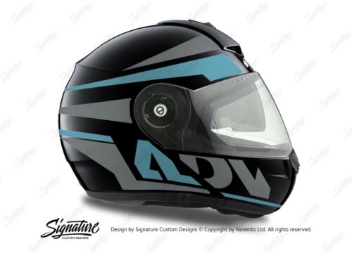 HEL 3081 Schuberth C3 Pro Helmet Black Anthracite Vivo ADV Light Blue Grey Stickers Kit 02