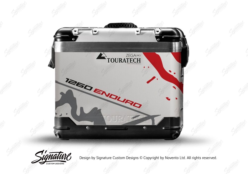 TSTI 3194 Touratech Zega Pro Aluminium Panniers Safari Series Grey Red Stickers Kit 1260ENDURO