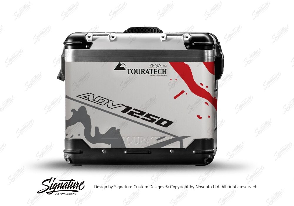 TSTI 3194 Touratech Zega Pro Aluminium Panniers Safari Series Grey Red Stickers Kit ADV1250