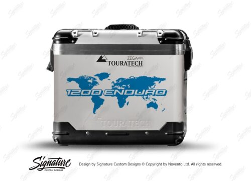 TSTI 3214 Touratech Zega Pro Aluminium Panniers The Globe Series Blue Stickers Kit 1200ENDURO