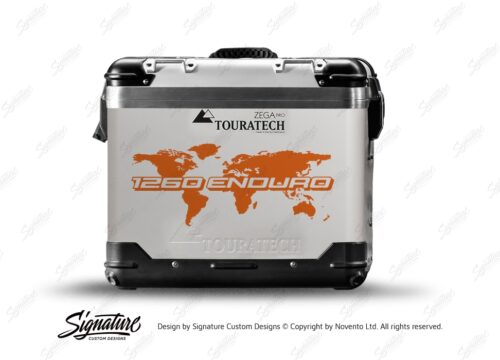 TSTI 3215 Touratech Zega Pro Aluminium Panniers The Globe Series Orange Stickers Kit 1260ENDURO