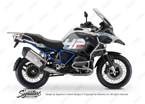 BKIT 3666 BMW R1200GS LC Adventure Alpine White HP Edition Side Tank Fender Stickers with Full Frame Blue 01