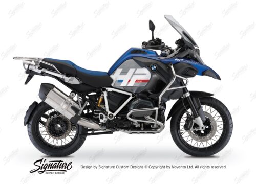 BKIT 3671 BMW R1200GS LC Adventure Racing Blue HP Edition Side Tank Fender Stickers with Pyramid Frame White 01