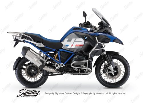 BKIT 3672 BMW R1200GS LC Adventure Racing Blue HP Edition Side Tank Fender Stickers with Full Frame Blue 01