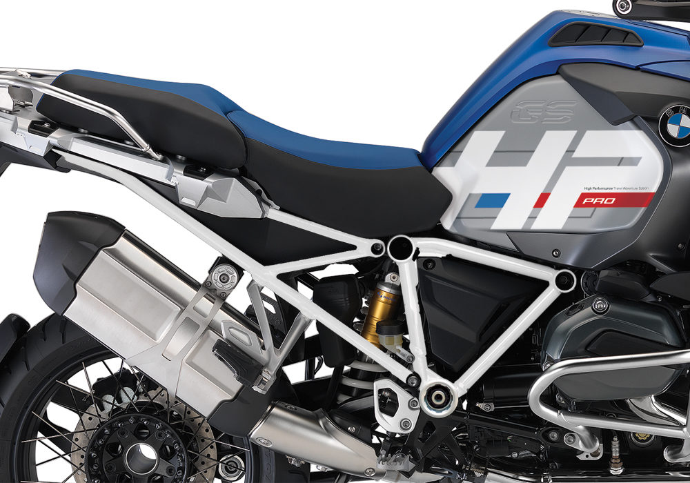 BKIT 3672 BMW R1200GS LC Adventure Racing Blue HP Edition Side Tank Fender Stickers with Full Frame White 03