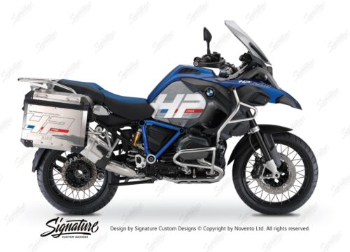 BKIT 3674 BMW R1200GS LC Adventure Racing Blue HP Edition Side Tank Fender Stickers with Pyramid Frame Panniers Blue 01