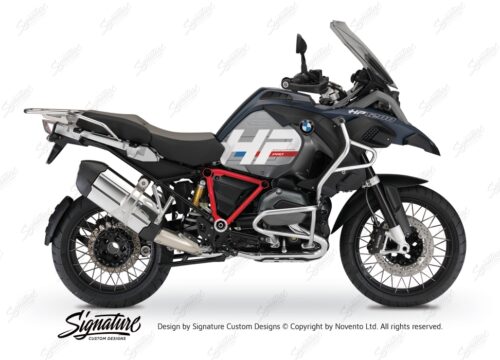 BKIT 3677 BMW R1200GS LC Adventure Ocean Blue HP Edition Side Tank Fender Stickers with Pyramid Frame Red 01