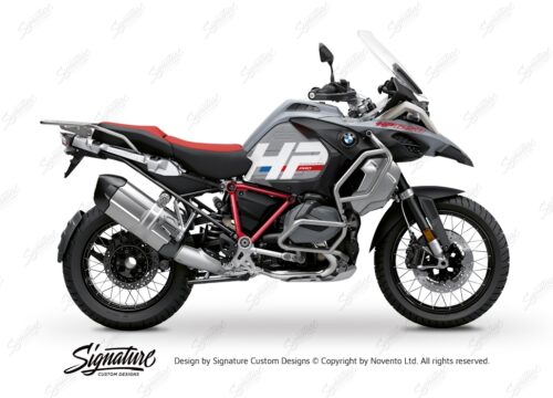 BKIT 3689 BMW R1250GS Adventure Ice Grey HP Edition Side Tank Fender Stickers with Pyramid Frame Red 01