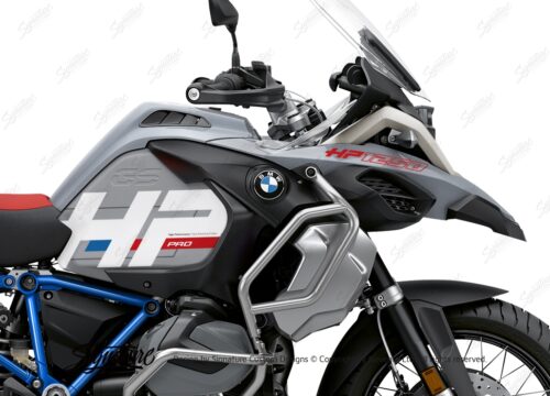 BKIT 3690 BMW R1250GS Adventure Ice Grey HP Edition Side Tank Fender Stickers with Full Frame Blue 02