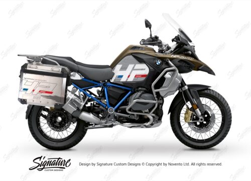 BKIT 3699 BMW R1250GS Adventure Style Exclusive HP Edition Side Tank Fender Stickers with Full Frame Panniers Blue 01