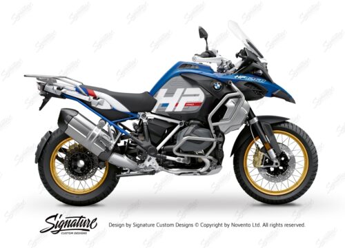 BKIT 3701 BMW R1250GS Adventure Style HP Silver Tank HP Edition Side Tank Fender Stickers with Subrame Blue 01