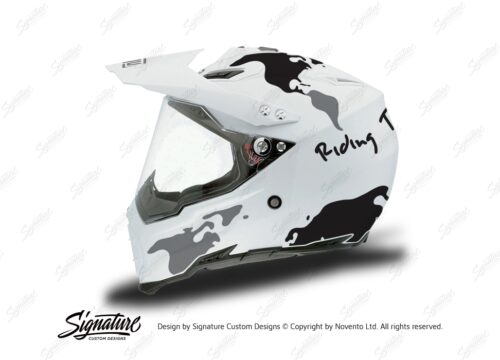HEL 3730 AGV AX 8 DUAL Helmet White The Globe Black Silver Stickers Kit Left