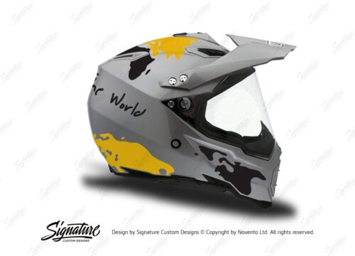 HEL 3737 AGV AX 8 DUAL Helmet Titanium The Globe Yellow Black Stickers Kit Right