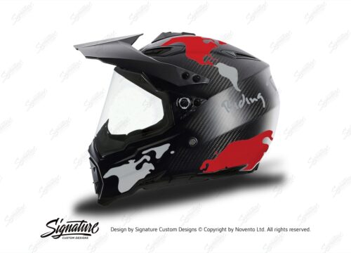 HEL 3740 AGV AX 8 DUAL Helmet Carbon The Globe Red Silver Stickers Kit Left
