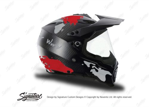 HEL 3740 AGV AX 8 DUAL Helmet Carbon The Globe Red Silver Stickers Kit Right