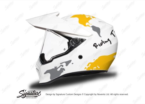 HEL 3745 AGV AX 9 Helmet White The Globe Yellow Silver Stickers Kit Left