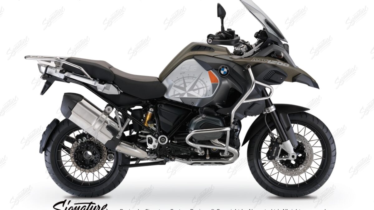 BMW R1200GS Adventure 2008-2013 Midnight Black Compass Side Tank Stickers -  Signature Custom Designs