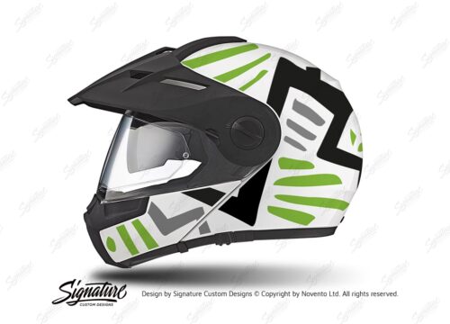 HEL 3942 Schuberth E1 Helmet White Massai Toxic Green Black Grey